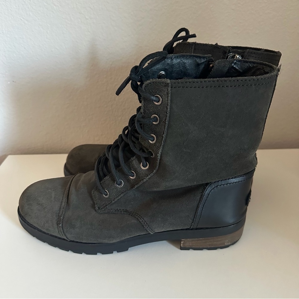 UGG Kilmer II black suede leather lace-up combat boots. - Picture 2 of 10